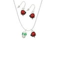 thumbnail image 2 of Delight Jewelry Silvertone Green Shamrock Spinner Red Lucky Ladybug Necklace and Dangle Earrings Set, 2 of 6