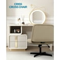 thumbnail image 4 of Cross Legged Office Chair,Criss Cross Chair Armless Wide Seat Ergonomic Home Office Desk Chair No Wheels Swivel Computer Chair for Vanity Living Room Office(Normal Large Seat, Milky White), 4 of 7