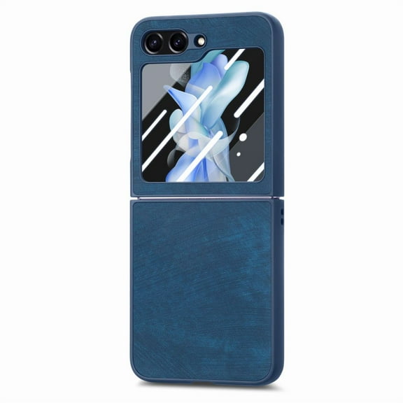 Haobuy for Samsung Galaxy Z Flip 5 Case with Screen Protector Slim Shockproof Business Case for Men Women-Blue