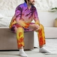 thumbnail image 7 of Salouo Palm Trees at Sunset Print Button-Front Long Sleeve Pajama Set for Men, Soft 2Pjs Men's Long Sleeve Sleepwear-X-Large, 7 of 7