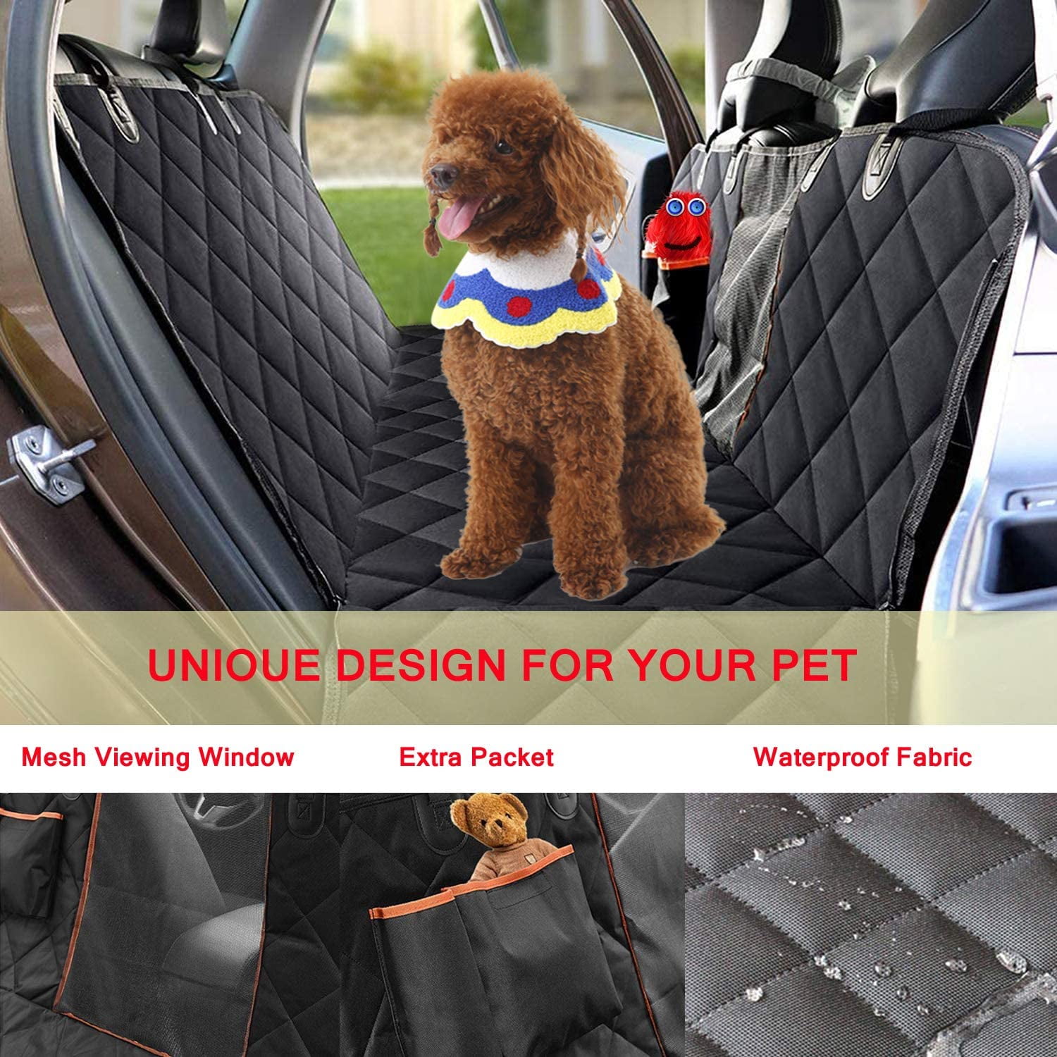 Zctt Pets Dog Seat Cover For Back Seat With Mesh Window 100 Waterproof Durable Dog Hammock Car Seat Covers For Dogs Non Slip Protection Against Dirt