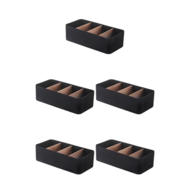 ZheElen Home Organizer Ladder Layered Detachable Partition Wide Application Strong Practicality Plastic Storage Box Durable Black Rectangular 5Set