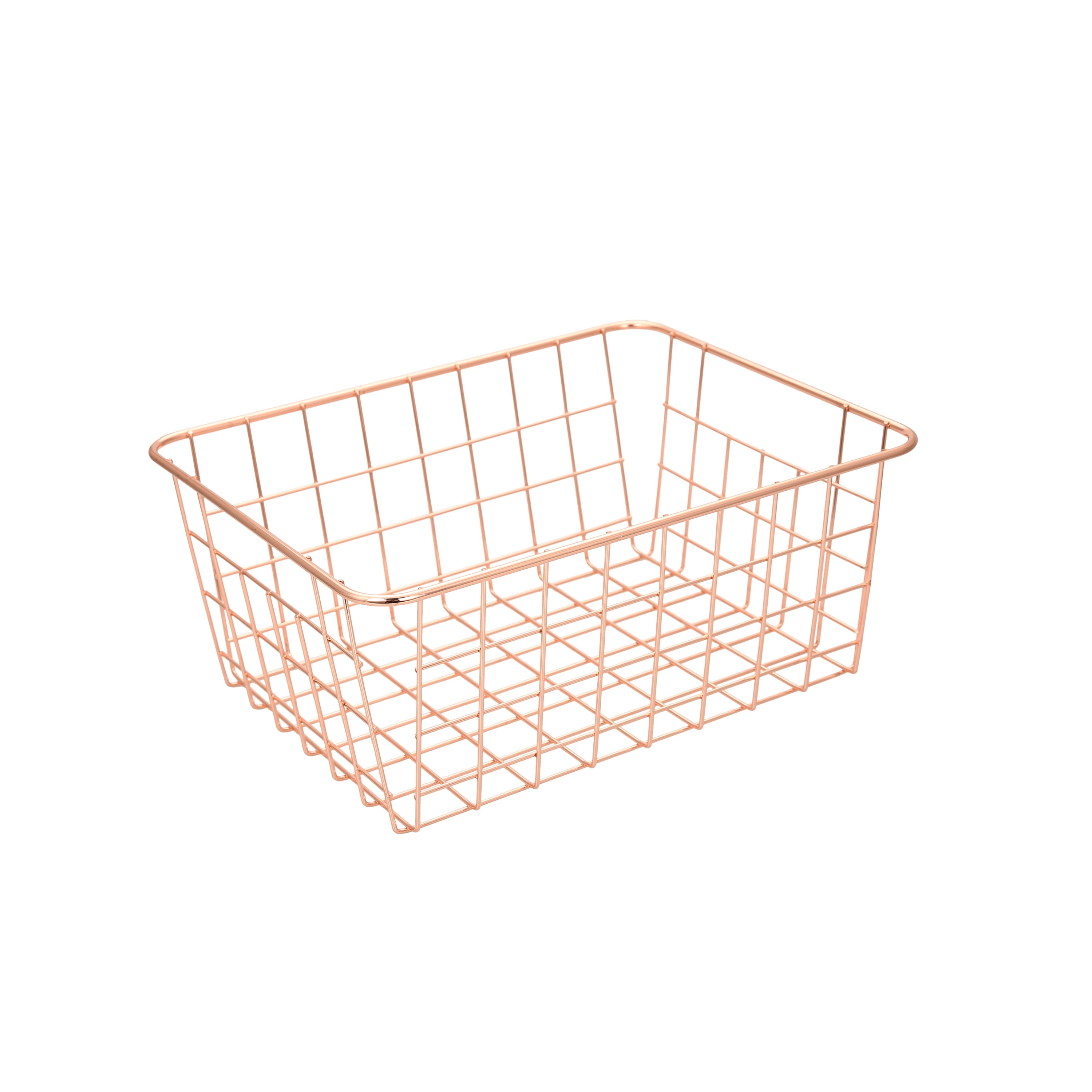 Mainstays Rose Gold Steel Wire 8.4 x 6.5 x 11.6 Storage Basket
