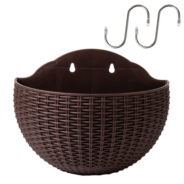 Plant Flower Pot Wall Planter Flowerpot Gift Imitation Rattan Planters Balcony Hanging Indoor Outdoor Semicircular Vase
