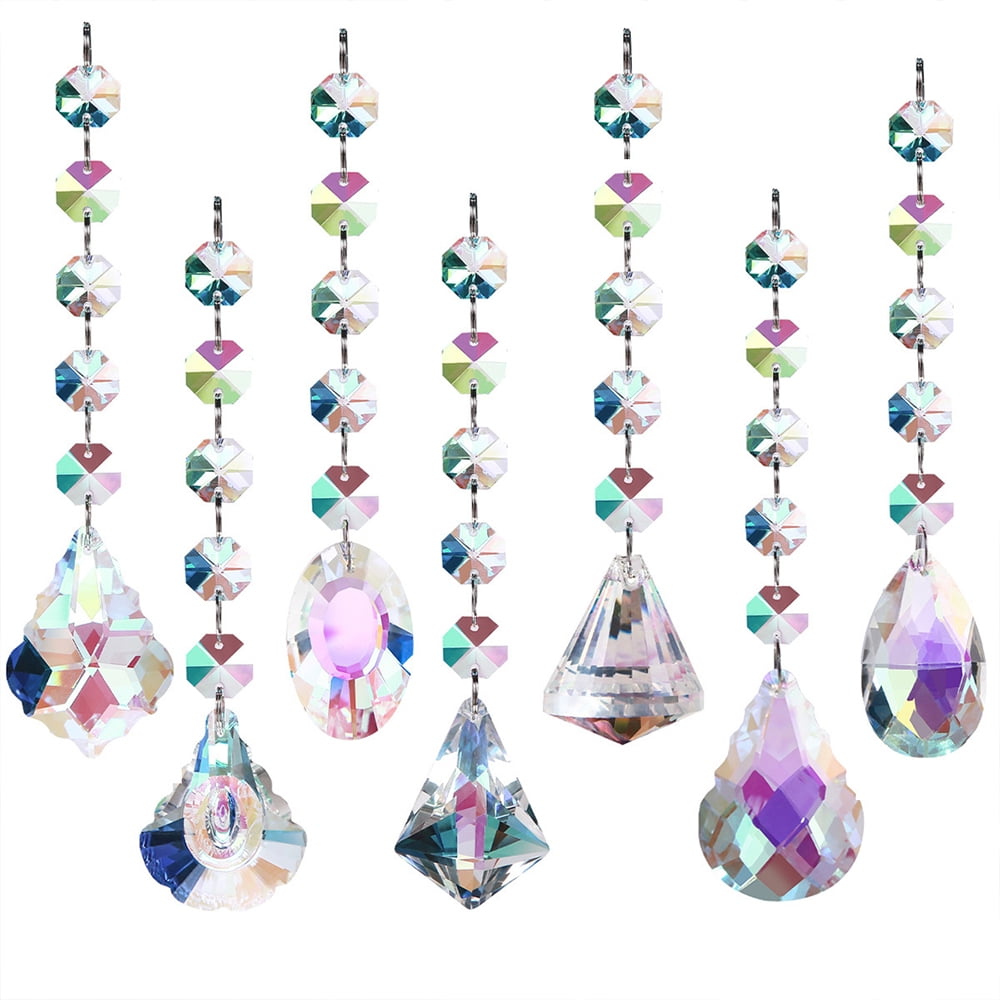 Sun Catchers with Crystals, 7 Pcs Hanging Crystals Suncatchers for
