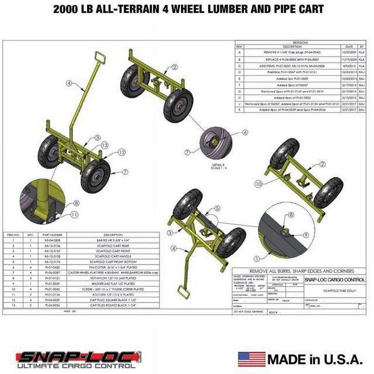 ZORO SELECT SLV2000LPCY Wagon Truck,2000 lb.,96 in L