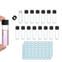 8ml Clear Glass Vials, 15 Pack Sample Vials with Screw Cap Reagent Media Bottle with Labels Leak-Proof Liquid Sample Glass Vial for Lab Laboratory