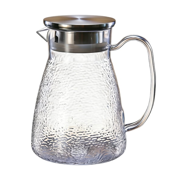 Acrylic Cold Water Kettle, Transparent PC Plastic Cool Jug with Integrated Steel Lid, Hammered Design Juicer Pot for Home Kitchen