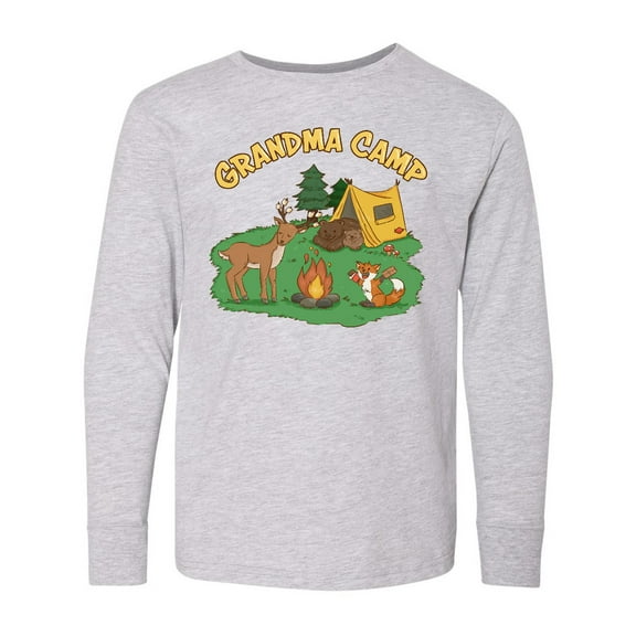 Inktastic Grandma Camp with Camping Animals Long Sleeve Youth T-Shirt