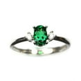 thumbnail image 3 of HeartsAndYou 1ct Natural Green Emerald & Diamond Ring Minimalist Trilogy 14k SOLID White Gold, 3 of 8