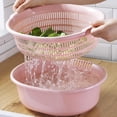 thumbnail image 4 of de tazones cocina, plástico de doble capa, tazones de drenaje para limpiar, , Rosado perfecl Tazón de colador de cocina, 4 of 8