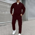 thumbnail image 2 of JHHLSF Men's Tracksuit 2 Piece Sweatshirt and Sweatpants Solid Color Zipper Pullover Joggers Sport Pant Set Sweat Winter Suit with Pockets Wine-b,M, 2 of 7