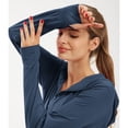 thumbnail image 4 of Guieoi Womens Shirts under $5 Womens Casual Hoodies Spandex Long Sleeve Hooded Lattice Splicing Shirts Zipper Sweatshirts Blue, 4 of 7