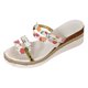 thumbnail image 1 of Bmisegm Ladies Summer Casual Colour Blocking Fruit Printing Soft Leather Woven Bottom Thick Bottom Slope Heel Large Size Sandals Slippers Sandals Women Summer Pink 6.5, 1 of 9