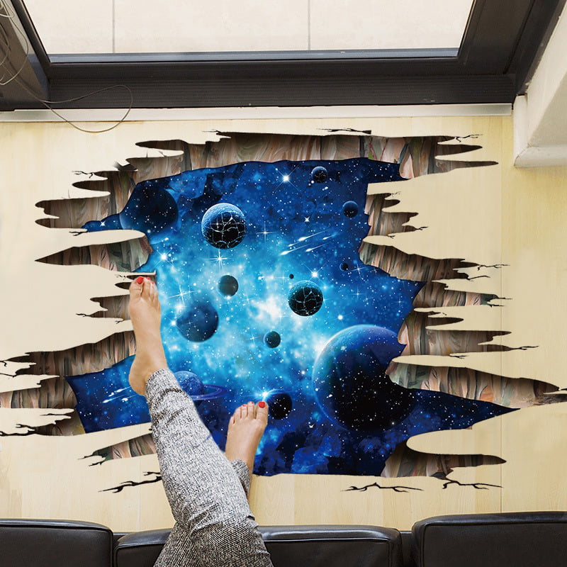 3D Space Galaxy Children Wall Stickers for Kids Bedroom Home Decoration Decals 