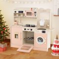 thumbnail image 2 of Gymax Play Kitchen for Kids w/ Stoves Light Sound Faucet Microwave Oven Coffee Machine Pink, 2 of 10