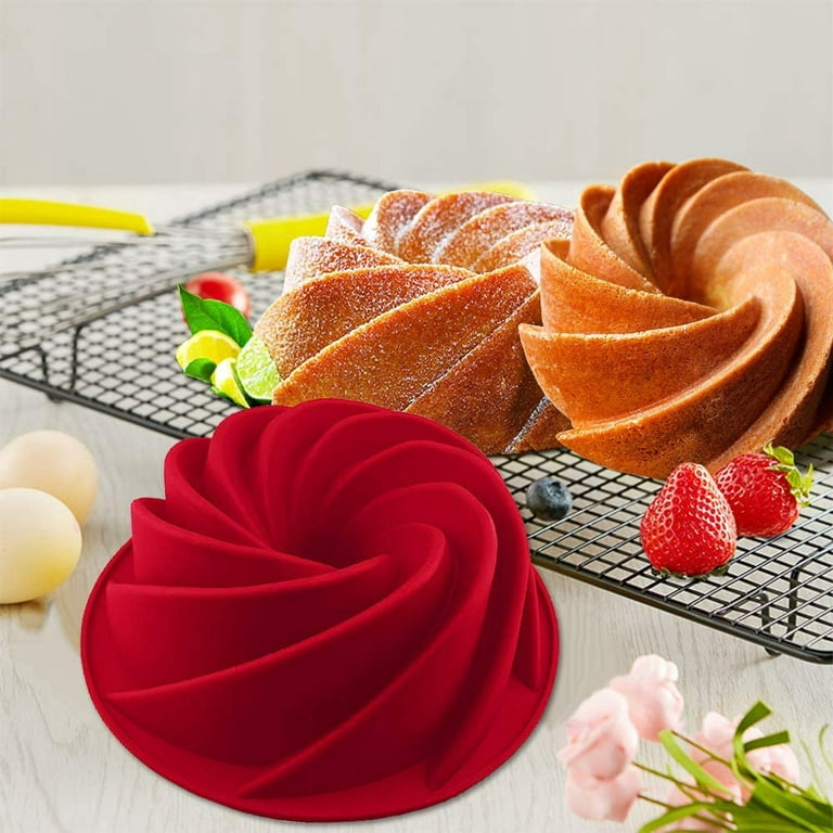 HOIRIX 2Pieces Silicone Bundt Cake Pan 6 Inch Baking