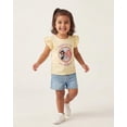 thumbnail image 4 of Disney Princess Shirts for Girls Ruffle Sleeve T-Shirt with Interactive Lenticular Patch Gift for Toddler (Yellow, 5), 4 of 6