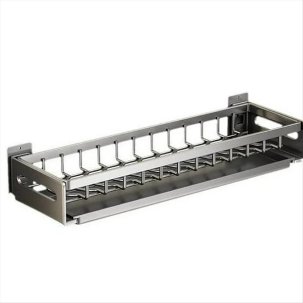 Escurreplatos de Acero de Pared con Escurridor, Soporte para Cubiertos, Estante para Platos y Utensilios de Cocina Multifuncionales.