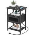thumbnail image 5 of Black Nightstand Table with USB Ports & Outlets Drawer Storage Shelf Living Room, 5 of 7