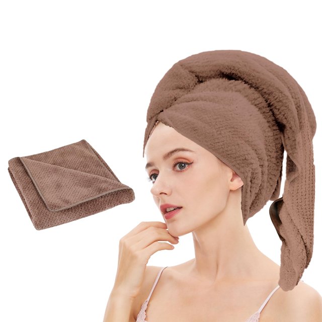 Laojbaba Toalla De Microfibra Para El Cabello De Secado Rápido, Toallas De Secado De Cabello Adecuadas Para Todo Tipo De Cabello, Cabello Largo Y Grueso, Ultra Absorbente, 24 X 48 Pulgadas, Marrón Osc