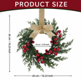 thumbnail image 3 of Christmas Wreath for Front Door, Artificial Evergreen Wreath with Red Berries and a Rustic Burlap Bow, Holiday Christmas Decorations for Indoor Outdoor Wall Window Farmhouse Decor, 3 of 4