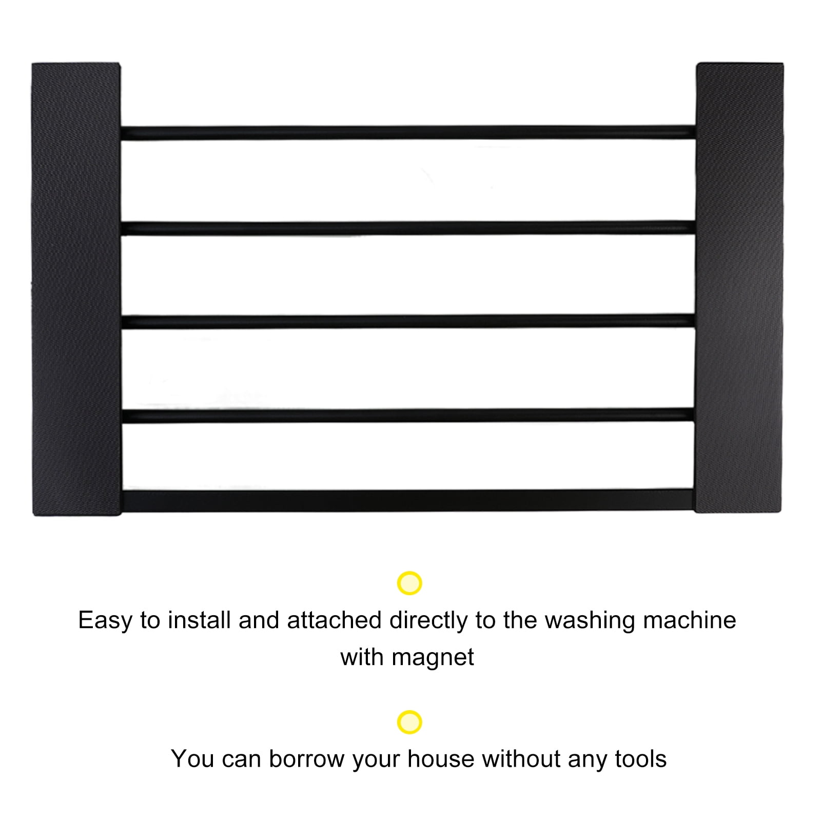 RULLINE Magnetic Appliance Shelf,  Metal Side Storage Organizer for Refrigerator, Washing Machine & Bathroom, Space Saving Utility Rack for Laundry Detergent, Towels, Kitchen Supplies (Black)