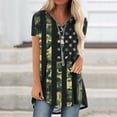 thumbnail image 1 of Fiudx Ofertas y Liquidaciones Blusas con Cuello En V de Manga Corta para Mujer, Top Informal con Estampado Del Día de La Independencia, Primavera y Verano, 1 of 4