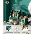 thumbnail image 2 of Makeup Organizer Green– Large Vanity Organizer for Skincare, Lipsticks, Perfume & Brushes – Countertop Cosmetic Storage Box for Women, Bathroom or Dresser., 2 of 12
