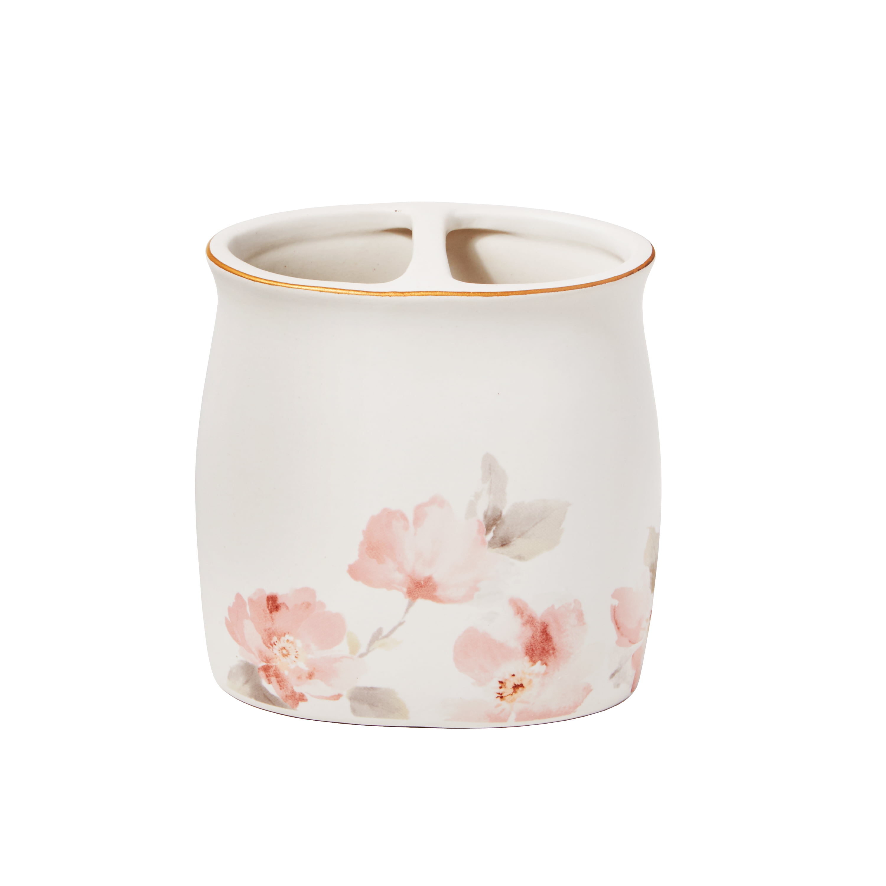 SKL Home Misty Floral Toothbrush Holder, Pink