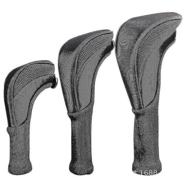 Juego de 3 fundas para palos de golf, de malla y cuello largo, para maderas de calle, driver e híbridos.