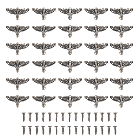 30 PCS Antique Jewelry Box Feet Leg Wood Case Corner Protector Decorative Furniture Legs for DIY Chest Gift