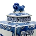 thumbnail image 5 of Red Lantern 20" Blue & White Square Fu Dog Jar, 5 of 8