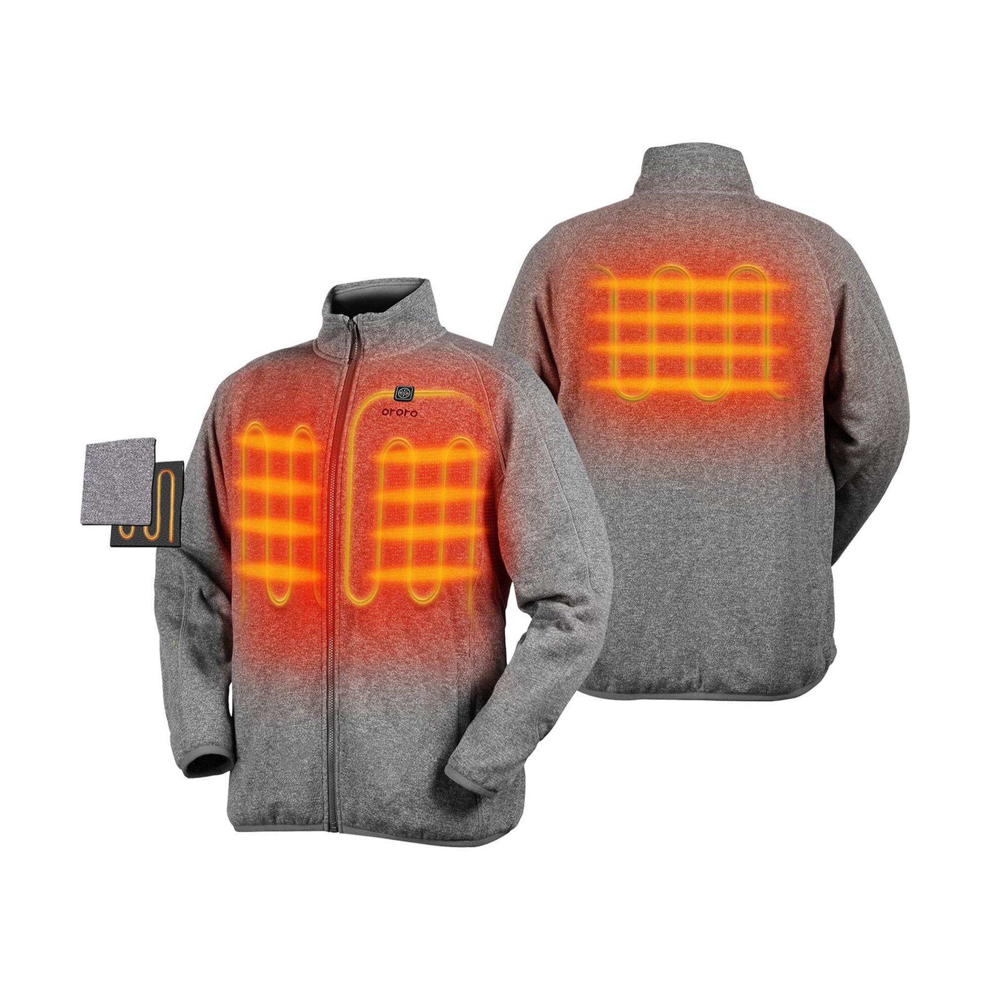 ORORO Men's Heated Fleece Jacket With Battery Pack (Flecking Grey,L