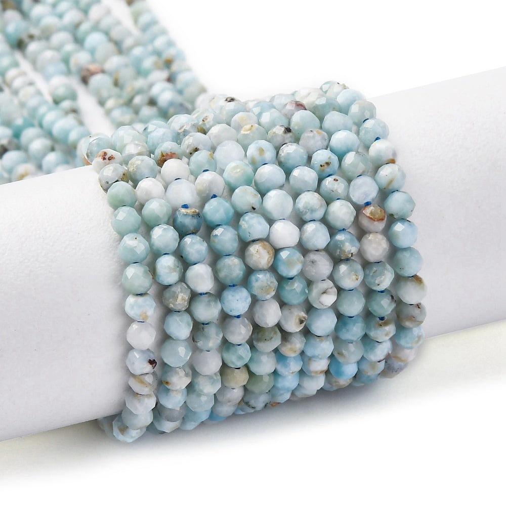 Natural Larimar Beads Strands Faceted Round 3mm Hole: 0.6mm 120~135pcs/strand 14.96''~15.5''(38~39cm)