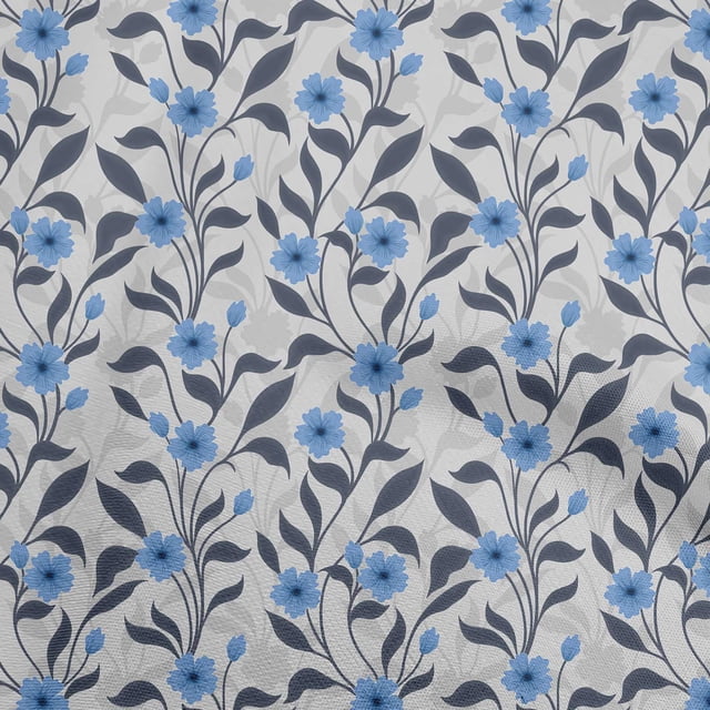 oneOone Polyester Spandex Medium Blue Fabric Floral Sewing Craft Projects Fabric Prints By Yard 56 Inch Wide