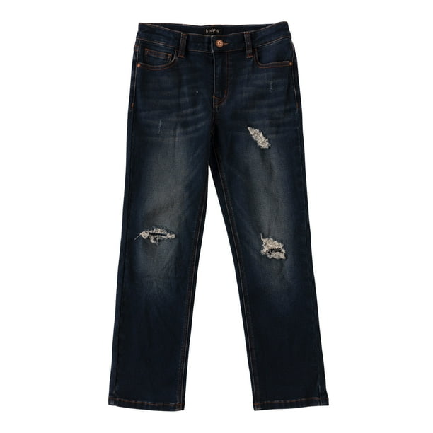 KIDPIK Boys Premium Denim, Ripped Jeans Straight Stretch Denim, Size