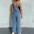 thumbnail image 4 of Girls' Denim Overall Jumpsuits Kids Casual Sleeveless Overalls Girls Wide Leg Jeans Girls Overalls with Pockets Kids Clothes Girls Size 9-10 Years, 4 of 5