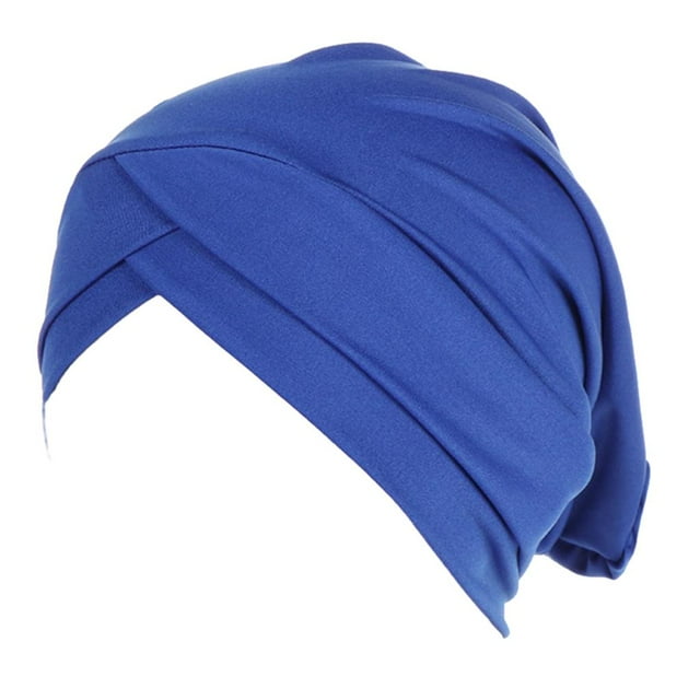 TISHITA Bonnet en Soie Foulard Bonnet Chimio Turban Couvre-Chef Bonnet de Nuit Bleu