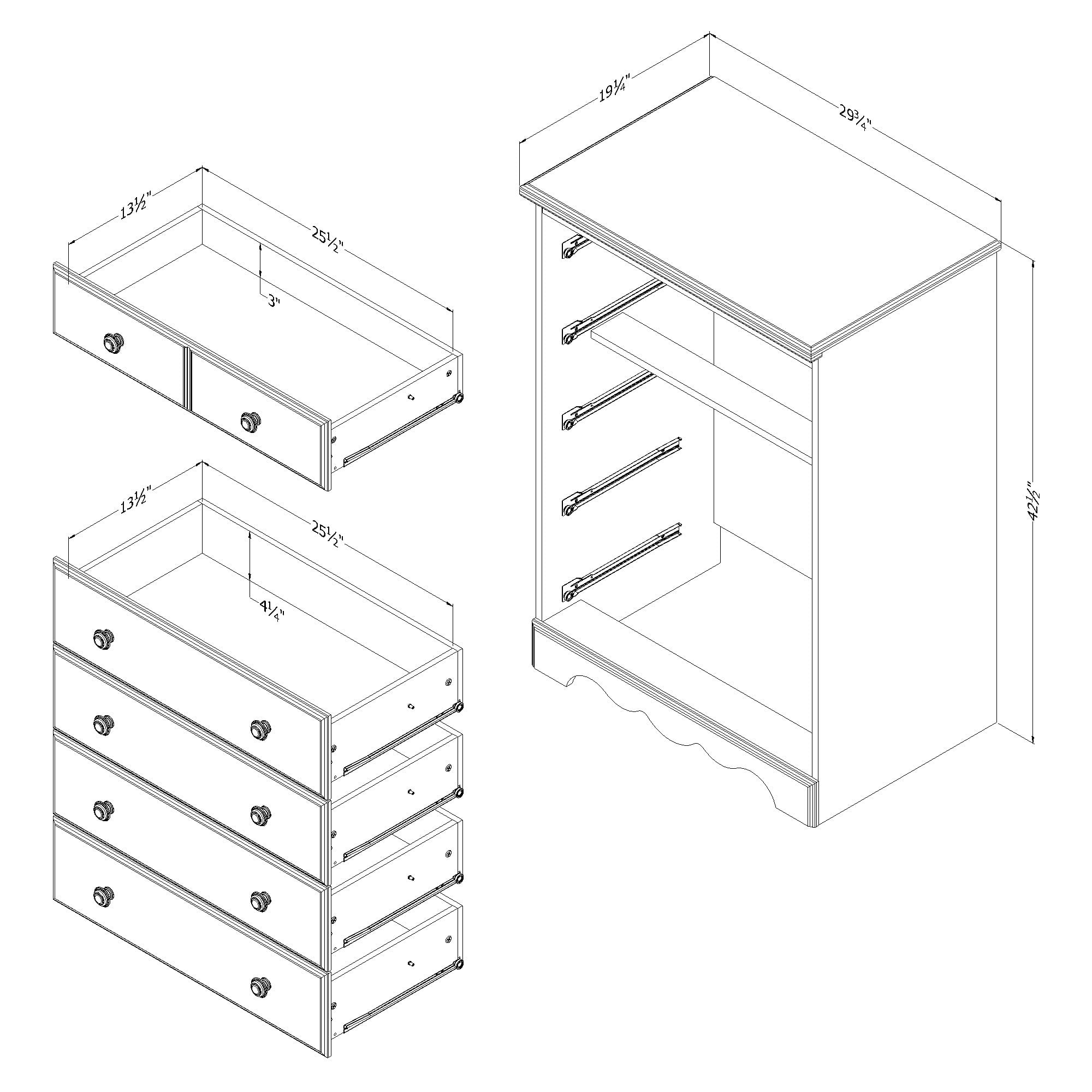 Commode 5 tiroirs pour Enfants, fini Myrtille, collection Summer Breeze de Meubles South Shore