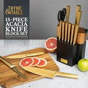 Thyme & Table 15-Piece Knife Block Set with Knife Sharpener