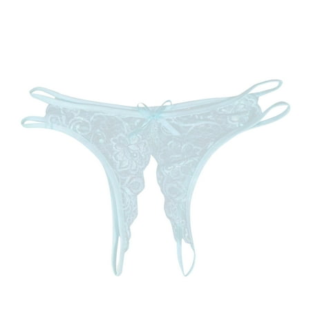 

Zuwimk Thongs For Women Women Assorted Lace Underwear Cute Bow-Tie Lingerie Thongs Sky Blue One Size