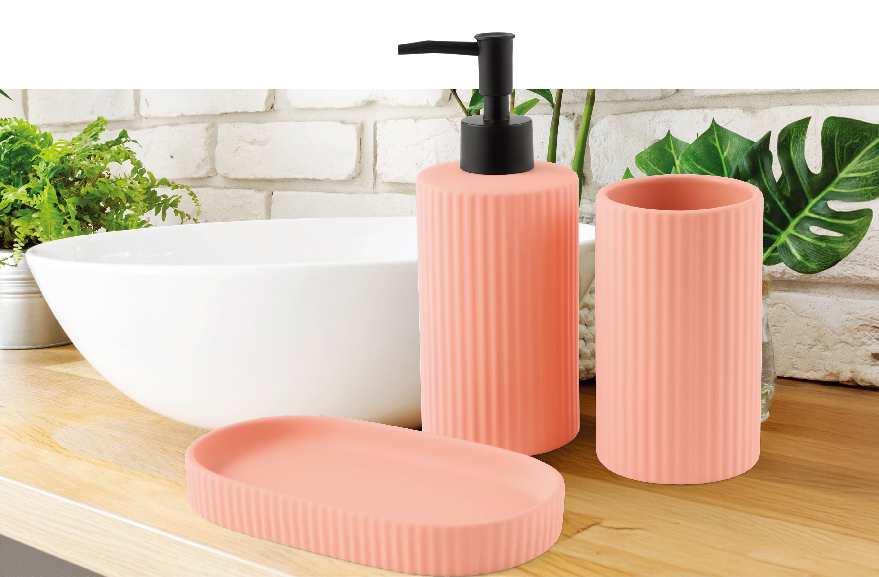 Mainstays By Becky G. & Alejandra 3-Piece Bath Accessory Set, Coral