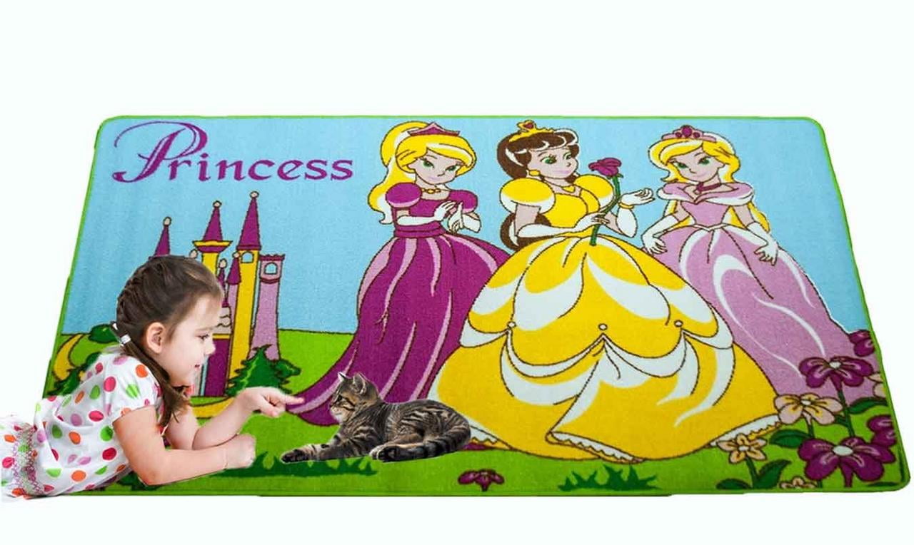 Mybecca Kids Rug Princess & Castle in Pink 3' X 5' Children Area Rug