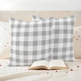 thumbnail image 3 of Grey Plaid Outdoor Waterproof Pillow Covers, Gradient Geometric Buffalo White Checkered Decorative Square Throw Pillowcase Sofa Cushion Sham for Patio/Couch/Chair, 18"x18" 2 Pack, 3 of 8