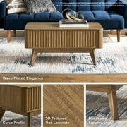 Mopio Brooklyn Mid-Century Modern Lift Top Coffee Table with Storage for Living Room, Waveform Panel (Walnut)