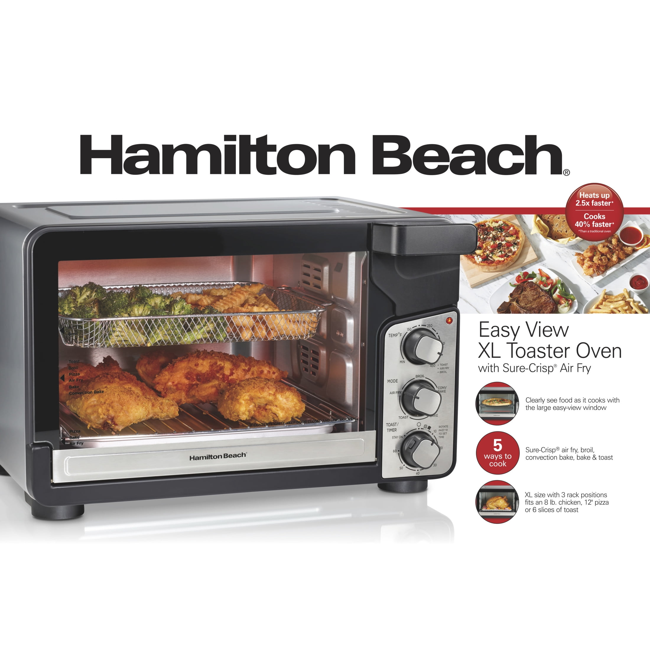 Hamilton Beach Easy View XL Toaster Oven with Sure-Crisp® Air Fry