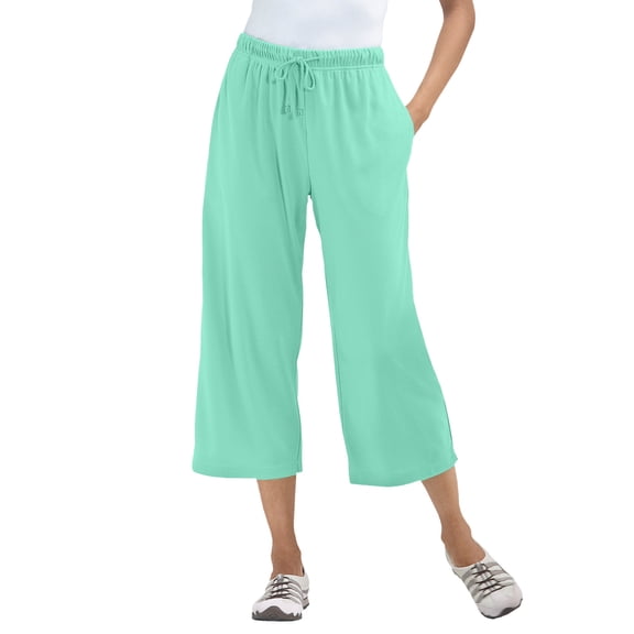 Woman Within Plus Size Sport-Knit Pull-On Capri Pants