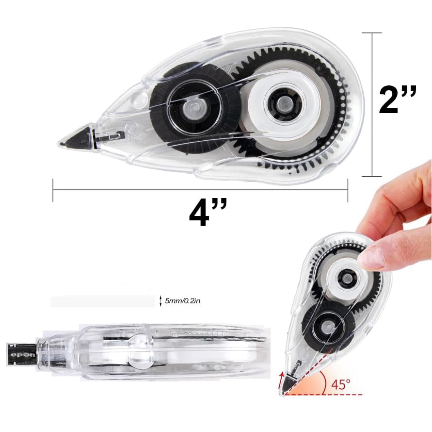 100 Pack of Bulk Wholesale White Correction Tape for Instant Ink Writing Corrections Measuring 20 Feet / 6 Meters Long Each Tape Roll for Students, Teachers, Offices and Classrooms