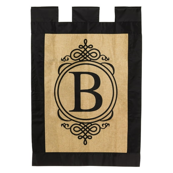 Evergreen Sub Burlap Regular Flag - Monogram B